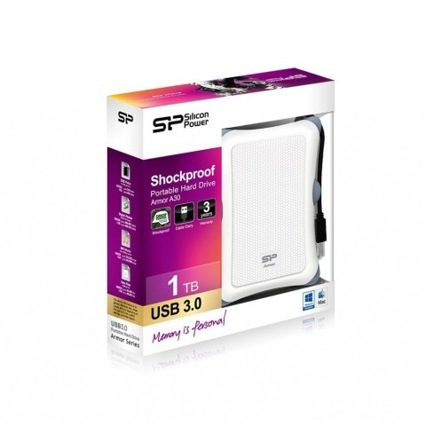 Silicon Power | Armor A30 1TB | 1000 GB | 2.5 " | USB 3.1 | Biały Silicon Power | Armor A30 1TB | 1000 GB | 2.5 " | USB 3.1 | Biały