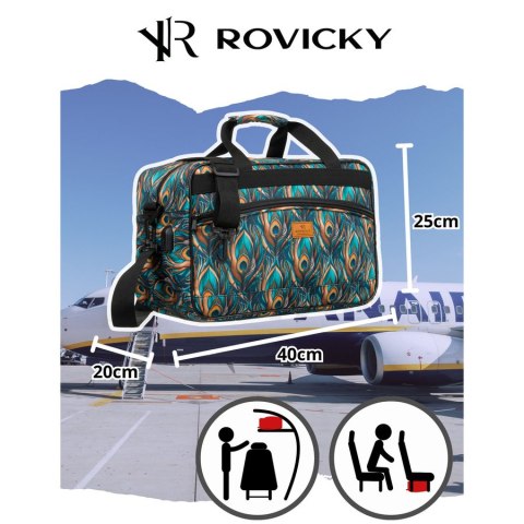 Torba podróżna z wytrzymałego poliestru z roślinnym wzorem wyposażona w dopinany pasek - Rovicky Torba podróżna z wytrzymałego poliestru z roślinnym wzorem wyposażona w dopinany pasek - Rovicky