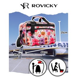 Wielokolorowa torba podróżna z wytrzymałego poliestru z portem USB, pokryta roślinnym wzorem - Rovicky
