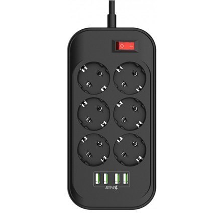 ColorWay CW-CHE64B Power Socket Colorway:6 plugs/4USB Black 2M ColorWay CW-CHE64B Power Socket Colorway:6 plugs/4USB Black 2M