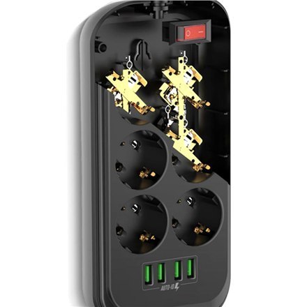 ColorWay CW-CHE64B Power Socket Colorway:6 plugs/4USB Black 2M ColorWay CW-CHE64B Power Socket Colorway:6 plugs/4USB Black 2M