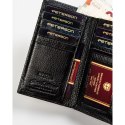 Czarno-złoty portfel damski z lakierowanej skóry naturalnej zamykany biglem i zatrzaskiem - Peterson