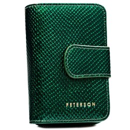Elegancki, zielony portfel damski ze skóry naturalnej wyposażony w system RFID - Peterson