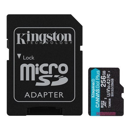 Kingston | microSD | Canvas Go! Plus | 256 GB | MicroSD | Pamięć flash klasy 10 | Adapter SD Kingston | microSD | Canvas Go! Plus | 256 GB | MicroSD | Pamięć flash klasy 10 | Adapter SD