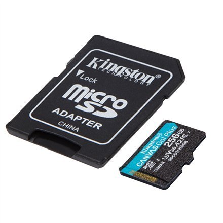Kingston | microSD | Canvas Go! Plus | 256 GB | MicroSD | Pamięć flash klasy 10 | Adapter SD Kingston | microSD | Canvas Go! Plus | 256 GB | MicroSD | Pamięć flash klasy 10 | Adapter SD