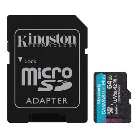 Kingston | microSD | Canvas Go! Plus | 64 GB | MicroSD | Pamięć flash klasy 10 | Adapter SD Kingston | microSD | Canvas Go! Plus | 64 GB | MicroSD | Pamięć flash klasy 10 | Adapter SD