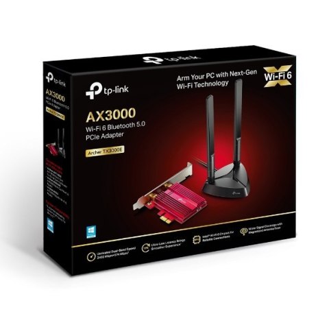 TP-LINK | AX3000 Wi-Fi 6 Bluetooth 5.0 PCIe Adapter | TX3000E | 2.4GHz/5GHz | Antenna type 2xHigh-Gain External Antennas | 574+2 TP-LINK | AX3000 Wi-Fi 6 Bluetooth 5.0 PCIe Adapter | TX3000E | 2.4GHz/5GHz | Antenna type 2xHigh-Gain External Antennas | 574+2