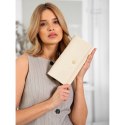 Beżowa, elegancka kopertówka damska wykonana ze skóry ekologicznej - Rovicky