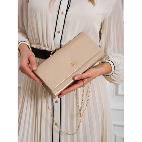 Elegancka kopertówka damska w beżowym kolorze wykonana ze skóry ekologicznej - Rovicky Elegancka kopertówka damska w beżowym kolorze wykonana ze skóry ekologicznej - Rovicky