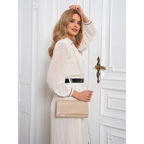 Elegancka kopertówka damska w beżowym kolorze wykonana ze skóry ekologicznej - Rovicky Elegancka kopertówka damska w beżowym kolorze wykonana ze skóry ekologicznej - Rovicky
