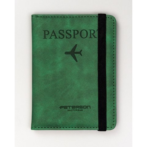 Etui na dokumenty/paszport wykonane ze skóry ekologicznej w zielonym kolorze - Peterson Etui na dokumenty/paszport wykonane ze skóry ekologicznej w zielonym kolorze - Peterson