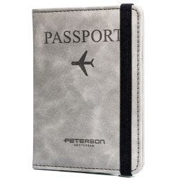 Etui na paszport w szarym kolorze wykonane ze skóry ekologicznej - Peterson