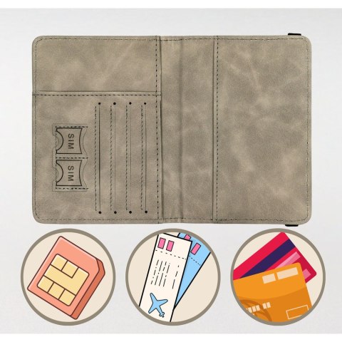 Etui na paszport w szarym kolorze wykonane ze skóry ekologicznej - Peterson Etui na paszport w szarym kolorze wykonane ze skóry ekologicznej - Peterson