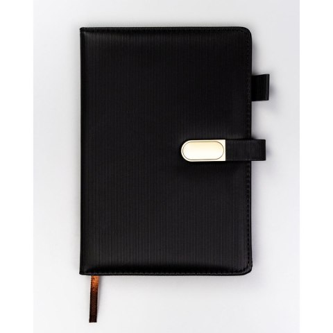 Zestaw prezentowy: czarny, elegancki notes A5 w linie i długopis z czarnym wkładem - Peterson Zestaw prezentowy: czarny, elegancki notes A5 w linie i długopis z czarnym wkładem - Peterson