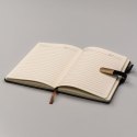 Zestaw prezentowy: czarny, elegancki notes A5 w linie i długopis z czarnym wkładem - Peterson
