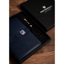 Zestaw prezentowy: granatowy notes w linie i czarny długopis z czarnym wkładem - Peterson