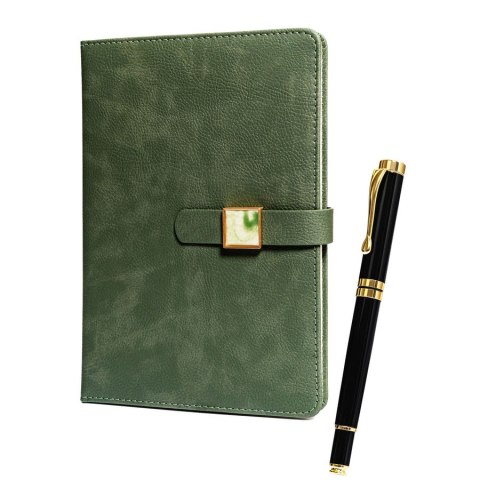 Zestaw prezentowy: zielony notes z magnetycznym zapięciem i czarny długopis z czarnym wkładem - Peterson Zestaw prezentowy: zielony notes z magnetycznym zapięciem i czarny długopis z czarnym wkładem - Peterson
