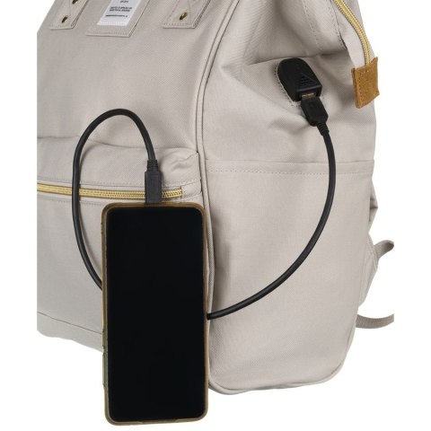 Plecak beżowy z portem USB na laptopa 13,3" - Himawari Plecak beżowy z portem USB na laptopa 13,3" - Himawari