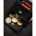 Skórzany, pionowy portfel męski w czarnym kolorze bez zapięcia zewnętrznego - Peterson