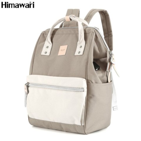 Kremowo-beżowy plecak z miejscem na laptopa i portem USB - Himawari Kremowo-beżowy plecak z miejscem na laptopa i portem USB - Himawari