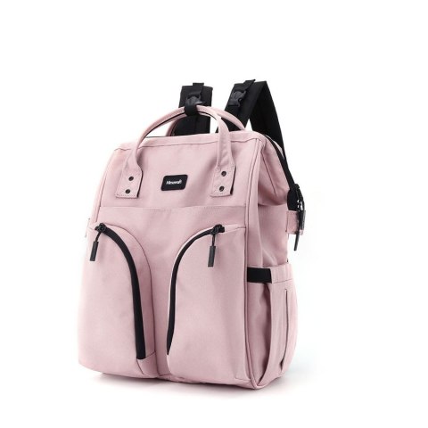 Plecak typu mommy bag w różowym kolorze wyposażony w wiele praktycznych kieszeni - Himawari Plecak typu mommy bag w różowym kolorze wyposażony w wiele praktycznych kieszeni - Himawari