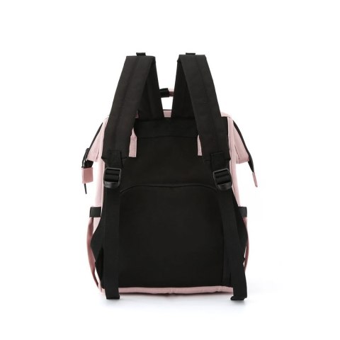 Plecak typu mommy bag w różowym kolorze wyposażony w wiele praktycznych kieszeni - Himawari Plecak typu mommy bag w różowym kolorze wyposażony w wiele praktycznych kieszeni - Himawari