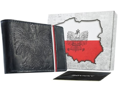 Skórzany portfel patriotyczny z godłem i flagą Polski Skórzany portfel patriotyczny z godłem i flagą Polski