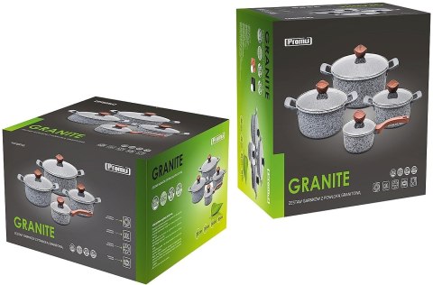 PROMIS Komplet Garnków Granitowych 8 el. Indukcja/Gaz PROMIS Komplet Garnków Granitowych 8 el. Indukcja/Gaz