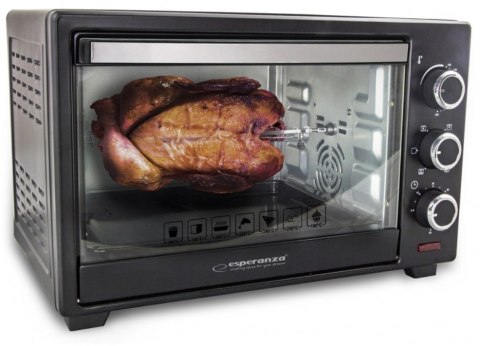 Mini piekarnik z konwekcją i rożnem Esperanza NAPOLI EKO006 (Pokrętło; 1600W; kolor czarny) Mini piekarnik z konwekcją i rożnem Esperanza NAPOLI EKO006 (Pokrętło; 1600W; kolor czarny)