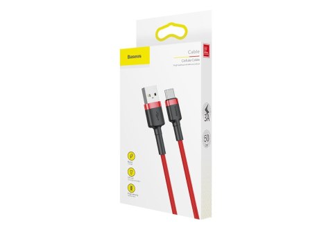 Kabel Baseus Cafule CATKLF-A09 (USB 2.0 - USB typu C ; 0,50m; kolor czerwony) Kabel Baseus Cafule CATKLF-A09 (USB 2.0 - USB typu C ; 0,50m; kolor czerwony)