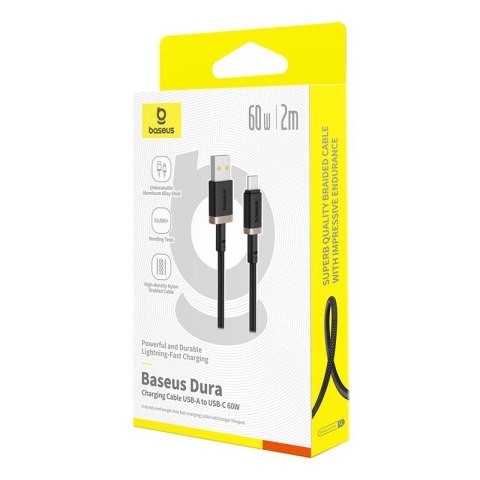 Kabel Baseus Dura USB-Typ C 60W 2m (czarno-złoty) Kabel Baseus Dura USB-Typ C 60W 2m (czarno-złoty)