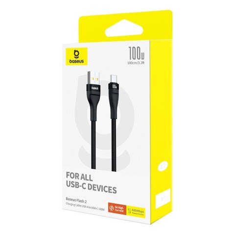 Kabel Baseus Flash 2 USB-USB C 100W 1m (czarny) Kabel Baseus Flash 2 USB-USB C 100W 1m (czarny)