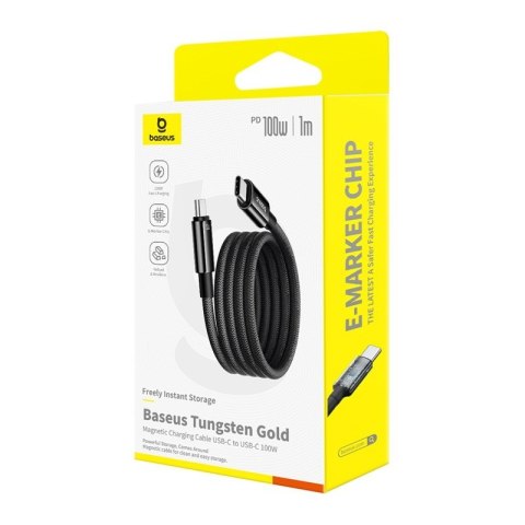 Kabel Baseus Tungsten magnetyczny USB C-USB C 100W 1m (czarny) Kabel Baseus Tungsten magnetyczny USB C-USB C 100W 1m (czarny)
