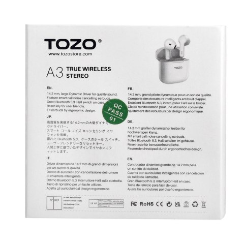Słuchawki TWS TOZO A3 White Słuchawki TWS TOZO A3 White