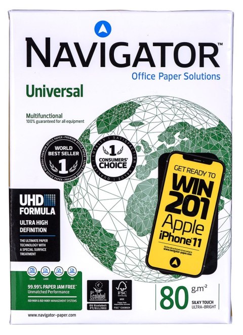 Papier xero ksero biurowy Universal Premium Navigator 8247A80 (A4; 80g/m2; 500 szt.arkuszy; papier biały) Papier xero ksero biurowy Universal Premium Navigator 8247A80 (A4; 80g/m2; 500 szt.arkuszy; papier biały)