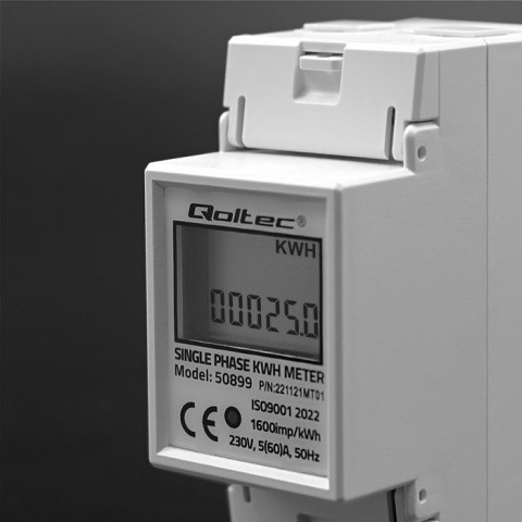 QOLTEC LICZNIK ZUŻYCIA ENERGII JEDNOFAZOWY NA SZYNĘ DIN | 230V | LCD | 2P QOLTEC LICZNIK ZUŻYCIA ENERGII JEDNOFAZOWY NA SZYNĘ DIN | 230V | LCD | 2P