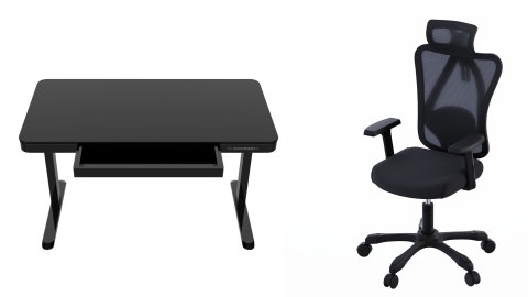 Zestaw Biurko TUCKANO czarne + Fotel ergonomiczny GEMBIRD czarny Zestaw Biurko TUCKANO czarne + Fotel ergonomiczny GEMBIRD czarny