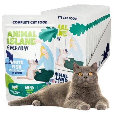ANIMAL ISLAND Biała ryba w filecie - Karma mokra dla kotów - 12x85g ANIMAL ISLAND Biała ryba w filecie - Karma mokra dla kotów - 12x85g
