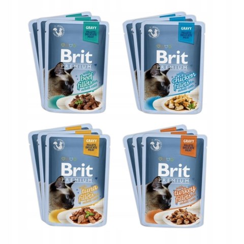 Brit Premium Family Plate dla kotów saszetki w sosie mix smaków 12x85g Brit Premium Family Plate dla kotów saszetki w sosie mix smaków 12x85g