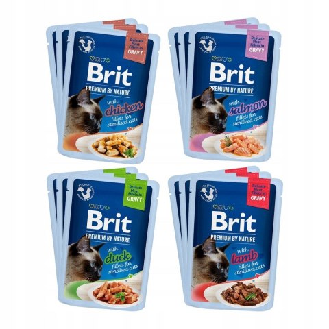 Brit Premium dla kotów sterylizowanych saszetki w sosie mix smaków 12x85 Brit Premium dla kotów sterylizowanych saszetki w sosie mix smaków 12x85