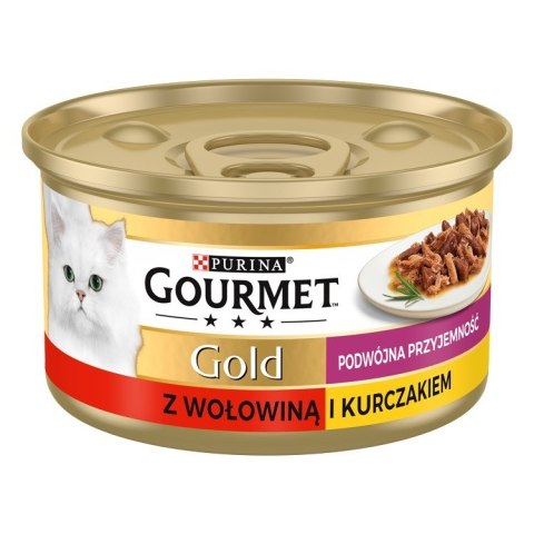 GOURMET GOLD Wołowina z kurczakiem mix kawałków na parze i w sosie - mokra karma dla kota - 85 g GOURMET GOLD Wołowina z kurczakiem mix kawałków na parze i w sosie - mokra karma dla kota - 85 g