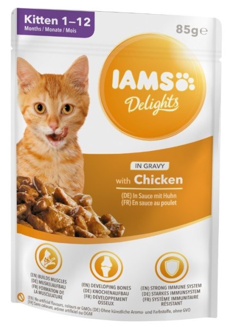 IAMS Delights bogata kurczaka w sosie 85g kocięta IAMS Delights bogata kurczaka w sosie 85g kocięta