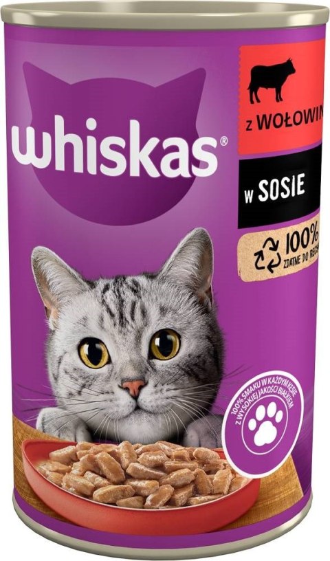 WHISKAS Adult Wołowina w sosie - mokra karma dla kota - 400 g WHISKAS Adult Wołowina w sosie - mokra karma dla kota - 400 g
