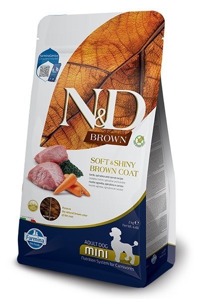 FARMINA N&D Brown Dog Lamb, Spirulina&Carrot Adult Mini - sucha karma dla psa - 2 kg FARMINA N&D Brown Dog Lamb, Spirulina&Carrot Adult Mini - sucha karma dla psa - 2 kg