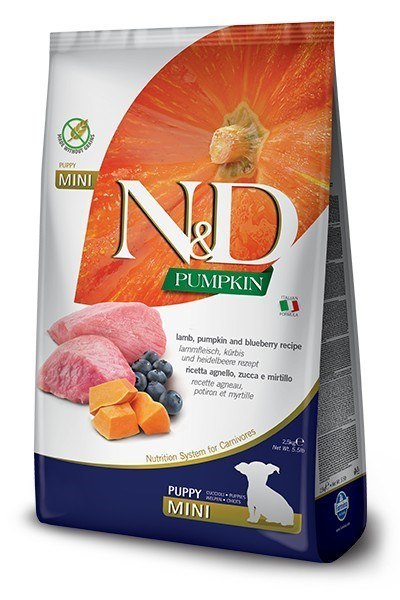 FARMINA N&D Pumpkin Lamb & Blueberry Puppy Mini - sucha karma dla szczeniąt - 2,5 kg FARMINA N&D Pumpkin Lamb & Blueberry Puppy Mini - sucha karma dla szczeniąt - 2,5 kg