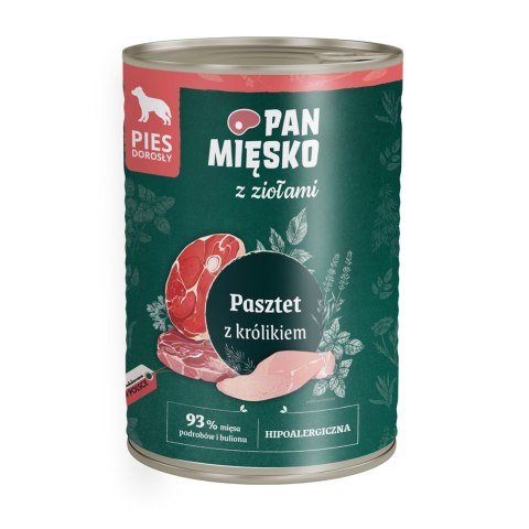 Pan Mięsko z Ziołami Pasztet z królikiem (dorosły) - karma mokra dla psów - 400g Pan Mięsko z Ziołami Pasztet z królikiem (dorosły) - karma mokra dla psów - 400g