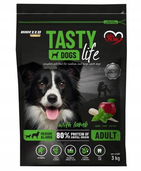 BIOFEED TASTY DOGS LIFE ADULT M&L WITH LAMB 3KG BIOFEED TASTY DOGS LIFE ADULT M&L WITH LAMB 3KG