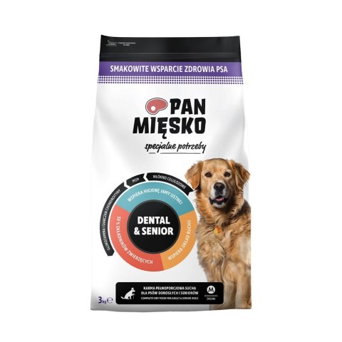 PAN MIĘSKO Specjalne potrzeby Dental & Senior (senior) chrupki M - Karma sucha dla psa - 3kg PAN MIĘSKO Specjalne potrzeby Dental & Senior (senior) chrupki M - Karma sucha dla psa - 3kg