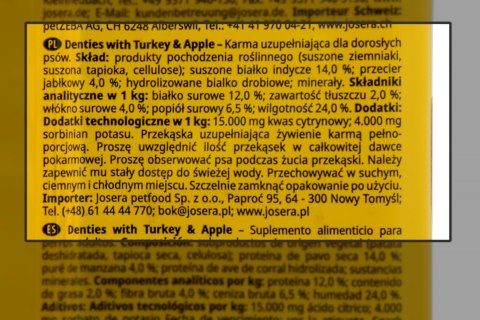 JOSERA Denties Indyk z jabłkiem - przysmak dla psa - 180 g JOSERA Denties Indyk z jabłkiem - przysmak dla psa - 180 g