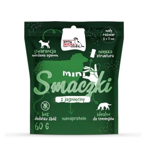 SYTA MICHA - Mini smaczki z jagnięciny - przysmak dla psa - 60g SYTA MICHA - Mini smaczki z jagnięciny - przysmak dla psa - 60g
